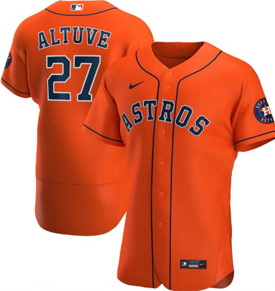 Men's Houston Astros #27 Jose Altuve Orange Flex Base Stitched Jersey